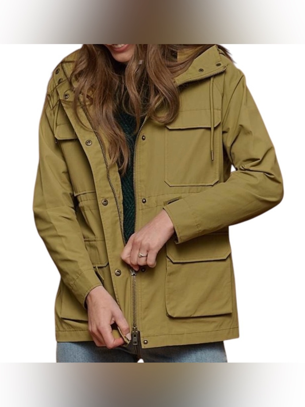 Tradlands Berkeley Anorak Utility Jacket Khaki Green Hooded XXS